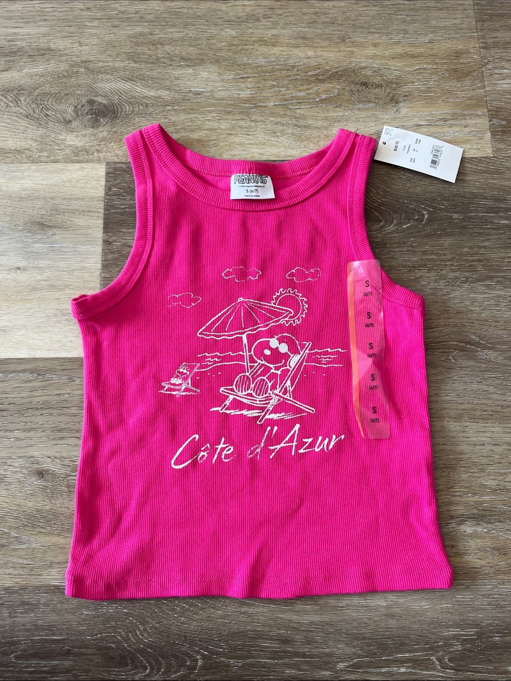 NWT Peanuts Youth Girls Graphic Tank Top Pink Size S (6/7)